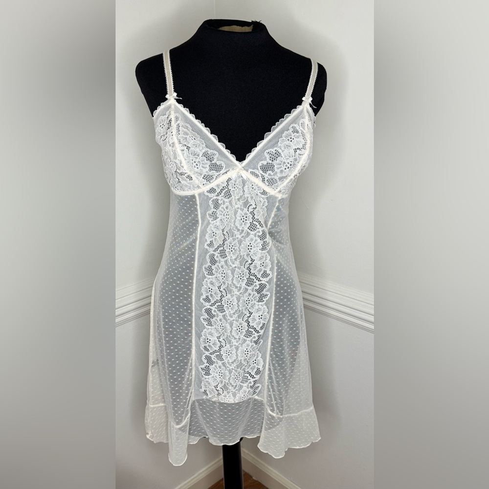Elegant Lace-Trimmed White Chemise